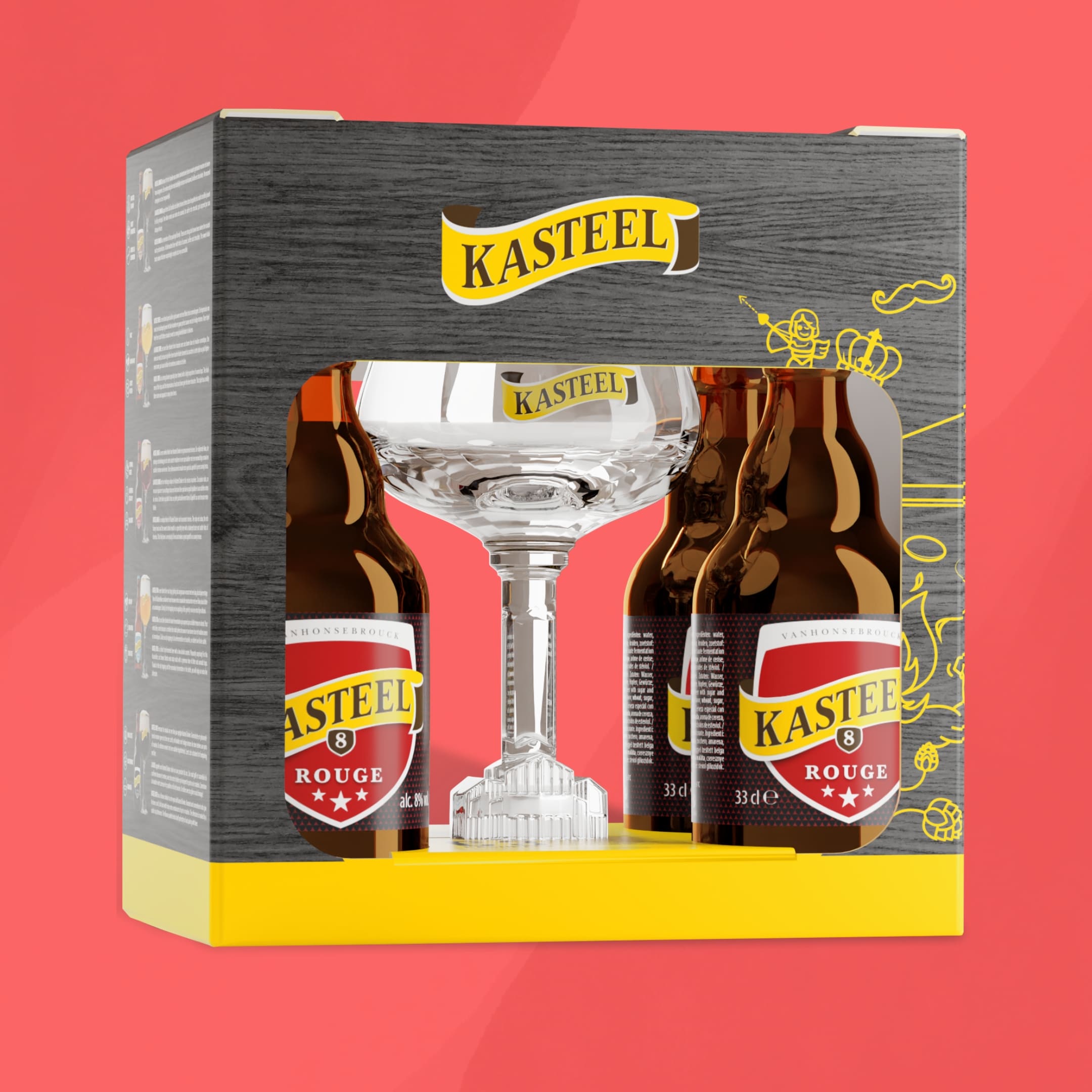 Gift Pack Kasteelbier - 4 Rouge 330cc + Copa de regalo