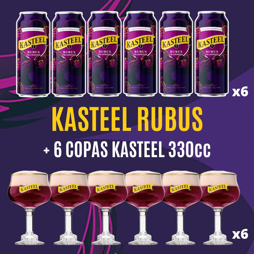 Kasteel Rubus Lata 500cc 6 Und. + Caja de Copas Kasteel 6 Und.