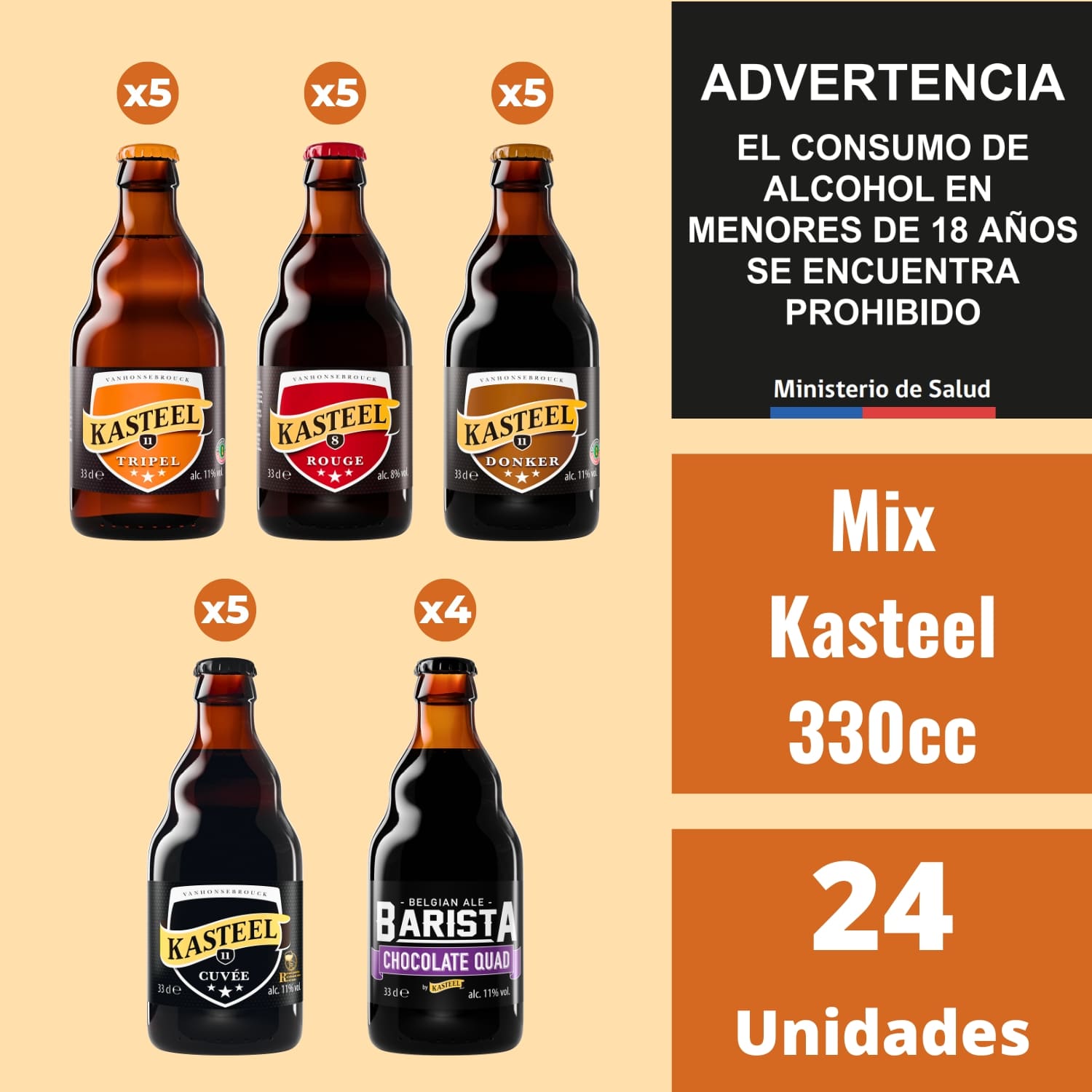 Mix Cervezas Kasteel 330ml 24 Unidades